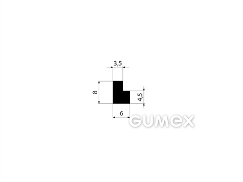 "L" Gummiprofil, 8x6/4,5mm, 70°ShA, EPDM, -40°C/+100°C, schwarz, 